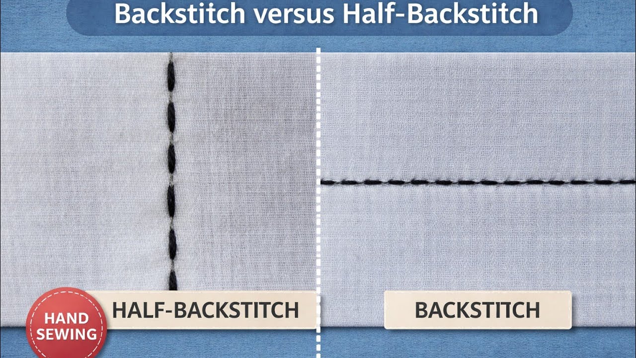 Backstitch vs Half Backstitch | Uses & Step by Step Tutorial | Hand Sewing Basics | Kaur Boutique 