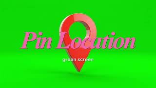 3D Red Location Pin Rotating On Green Screen - Map Marker Animation