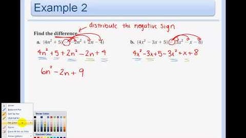 9.1-9.2 -- Adding, Subtracting, and Multiplying Polynomials