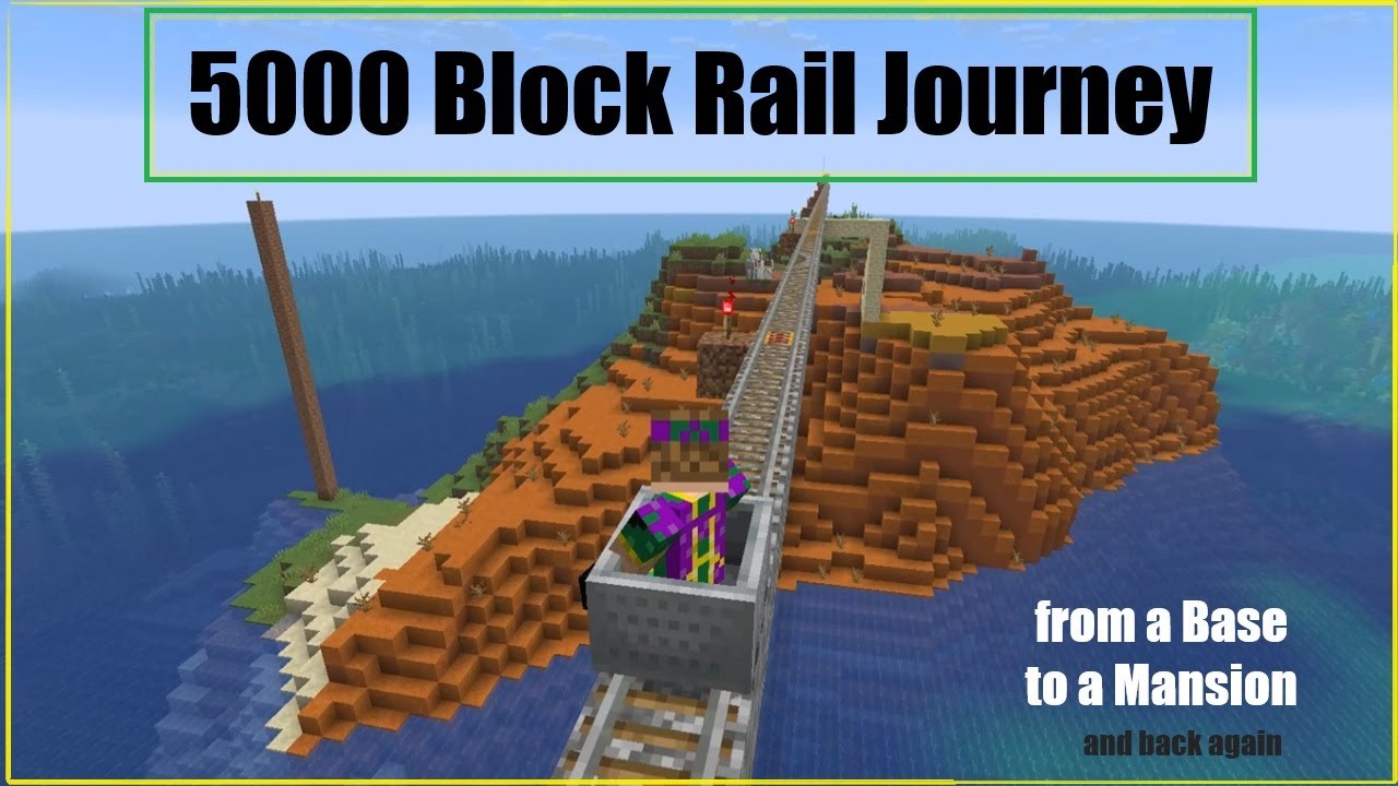 5000 block Minecart railway from a base to a Woodland Mansion in Minecraft!