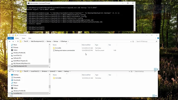 IIS Create Configuration backup and Copy to Destination Location