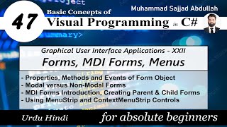 47: Forms, MDI Forms, Menus | GUI-22 | Visual Programming