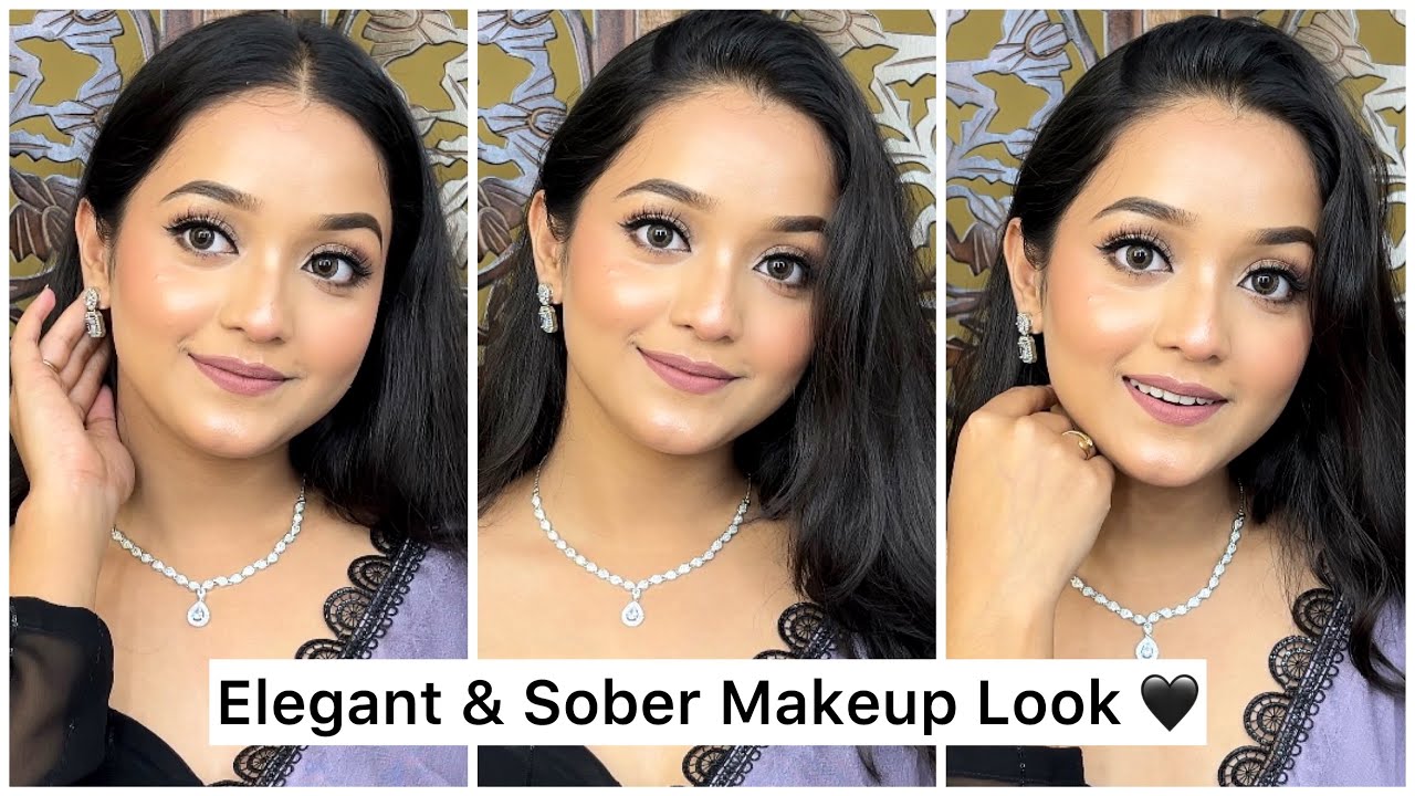 A Elegant Wedding Guest Look | Black & Purple Saree Makeup💜🖤