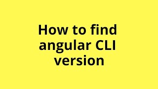 How to check angular cli is instlled or not Wealth