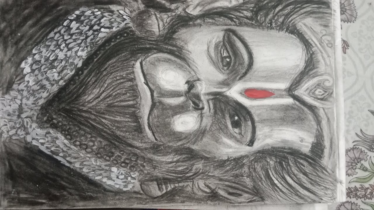Drawing of Hanuman ji part2 , free hand ,charcole sketching,tutorial.