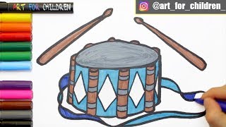 Dibujo Y Coloración De Tambores Para Niños - Cómo Dibujar Páginas Para Colorear
