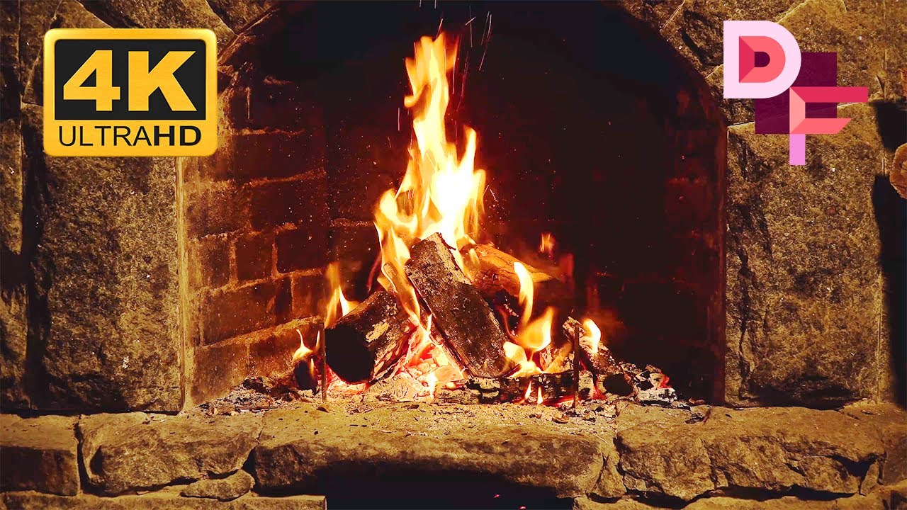 Fireplace Piano Music 4K Fireplace Crackling 1 Hour of Fireplace
