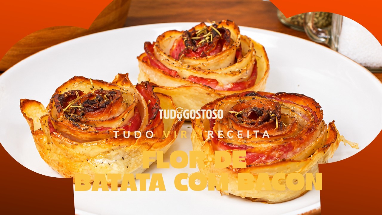 O petisco mais bonito da mesa? Esta flor de batata com bacon é fácil de fazer e irresistível
