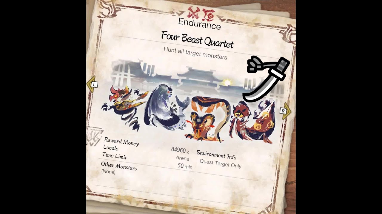 MHR Sunbreak - No Wirebug Challenge - M6★ "Four Beast Quartet" [Long Sword]