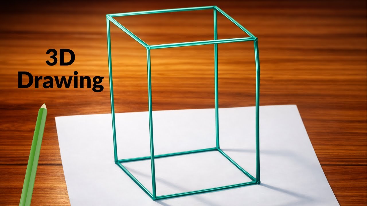 How To Draw A 3d square drawing  In Easy Steps || very easy 3d drawing