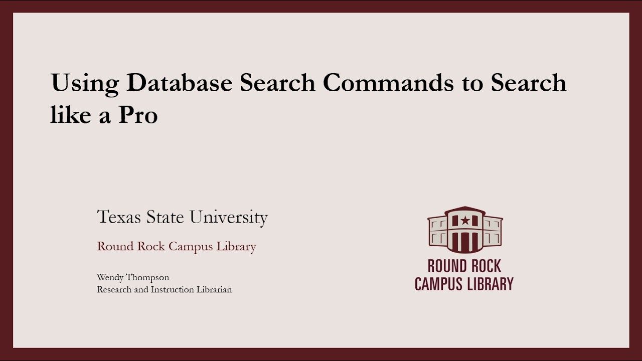 Using Database Search Commands to Search like a Pro - YouTube