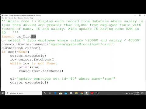 SELECT AND UPDATE QUERY IN DATABASE CONNECTIVITY USING PYTHON