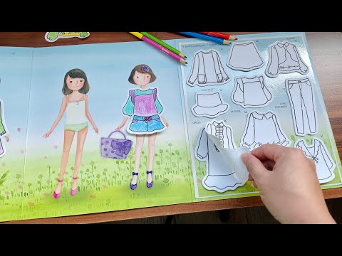 Tô Màu Hình Dán - TÔ MÀU và DÁN HÌNH THIẾT KẾ TRANG PHỤC MÙA XUÂN CÔNG CHÚA - Magic wardrobe sticker doll (Chim Xinh)