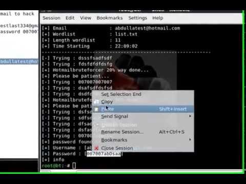 Hacking Email using dictionary attack