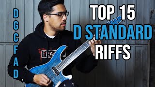 Top 15 D Standard Guitar Riffs DGCFAD