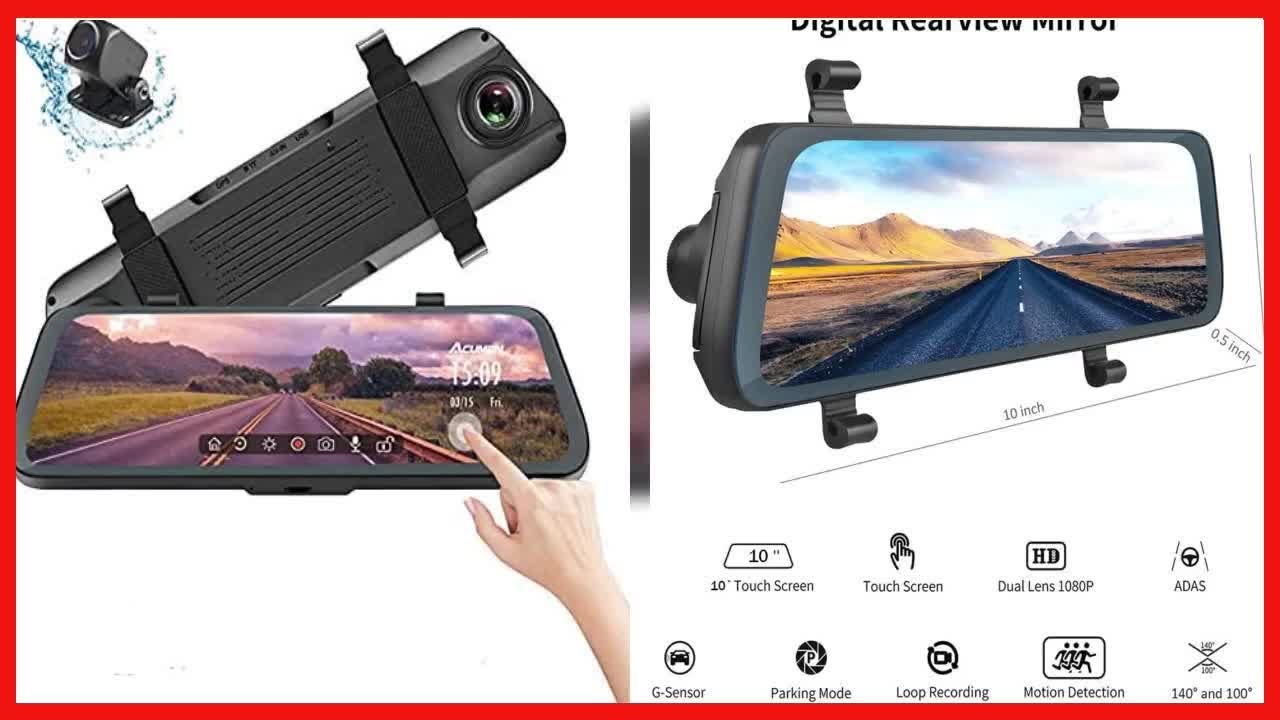 Great product -  Acumen Mirror Dash Cam Digital Rear View Mirror 10'' Touch Screen, Dual Lens 1080P