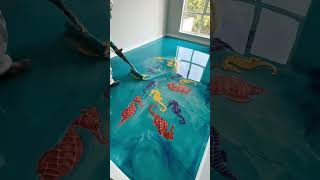 MAGICAL bedroom with seahorse epoxy floor 🐚🌊✨ (Total transformation without cuts)