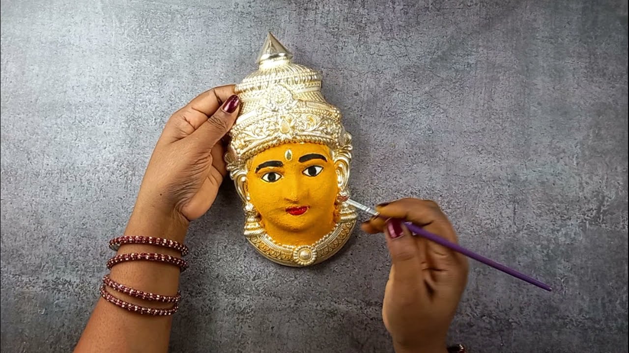 varamahalakshmi silver face decoration with turmeric | varalakshmi silver face decoration|diy crown