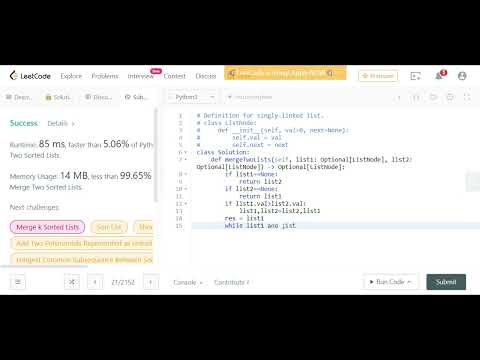 Merge two sorted linked lists | Optimal | Leetcode | Python | Striver SDE sheet | Solution
