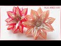 Цветы канзаши из узкой ленты/ Kanzashi Flower Tutorial/ Flores de fitas/ Ola ameS DIY
