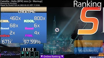 [osu!mania/4K] Camellia - Hello (BPM) 2021 (★3.47) 97.59%
