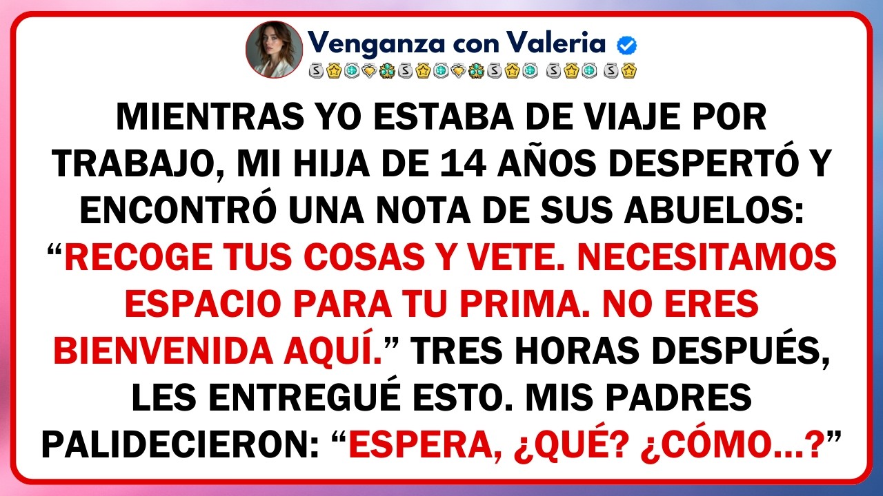Mientras yo estaba de viaje por trabajo, mi hija de 14 años despertó y encontró una nota de sus...