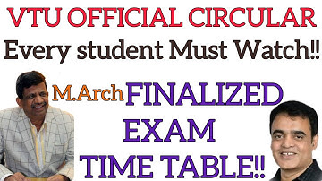 VTU OFFICIAL CIRCULAR || M.Arch FINALIZED EXAM TIME TABLE || VTU LATEST NEWS TODAY || VTU UPDATES