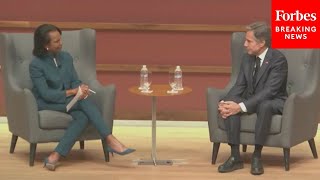 Sec. Antony Blinken And Former Secretary Of State Condoleezza Rice Hold Discussion