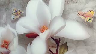 White Flowers Tempered Glass Wall Art