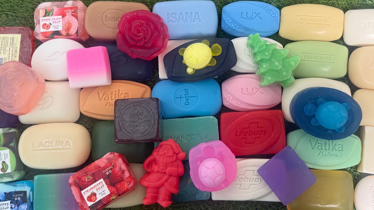 Colorful Soap Collection ASMR Unboxing | Lux Palmolive Dove Vatika Relaxing Sounds