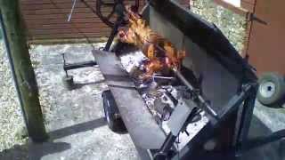 A great day in Rackenford pig roasting with Fred, Tamsin and Arthur