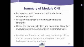 ADRC Dementia Training - Module 1 14 SummaryOfModule1 (old)