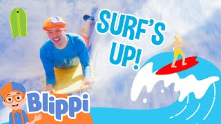 Blippi Learns How To Surf Tutorial | Waterpark For Kids | Kids TV Show | Educational Videos for Kids