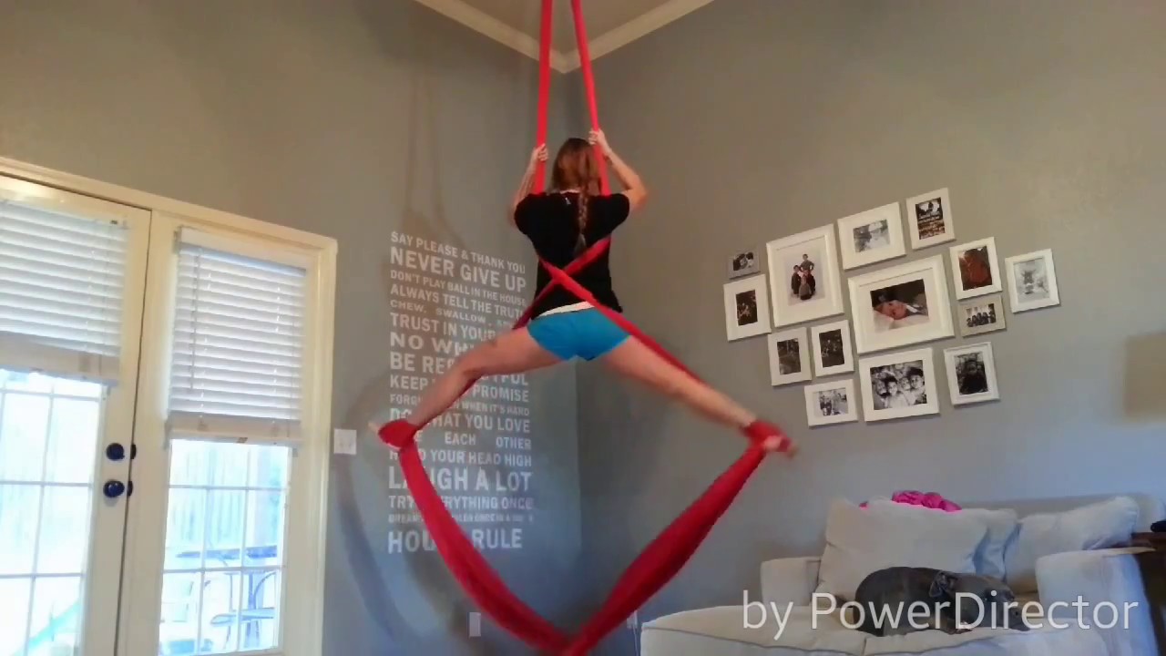 Aerial Stradle Inversion Aerial Silks: Crossback Straddle variations - YouTube