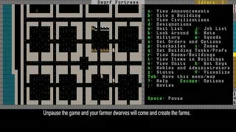 Dwarf Fortress Video Tutorial part 05 - Making Bedrooms, farms and stairs