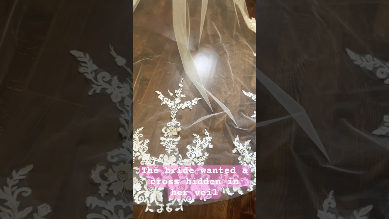 A personalized cross wedding veil full of meaning for the bride