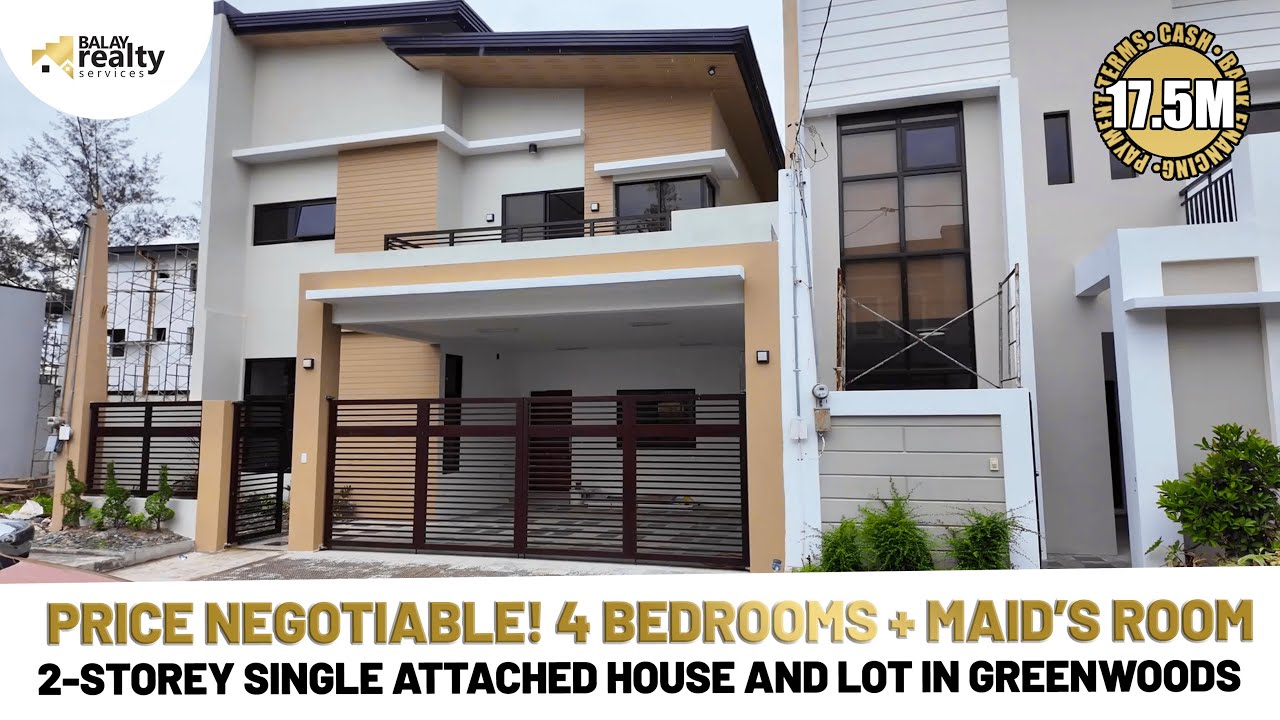 PRICE NEGOTIABLE! 4 BEDROOMS + MAID'S ROOM! 2 Storey Single Attached HOUSE AND LOT in Greenwoods