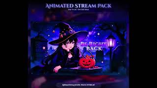 Cute Anime Witch Animated Stream Pack | Cozy Halloween Twitch Overlay & OBS Setup