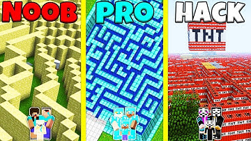 Minecraft Battle: NOOB vs PRO vs HACKER: FAMILY MAZE BUILD CHALLENGE / Animation