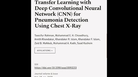 Transfer Learning with Deep Convolutional Neural Network (CNN) for Pneumonia Detectio... | RTCL.TV
