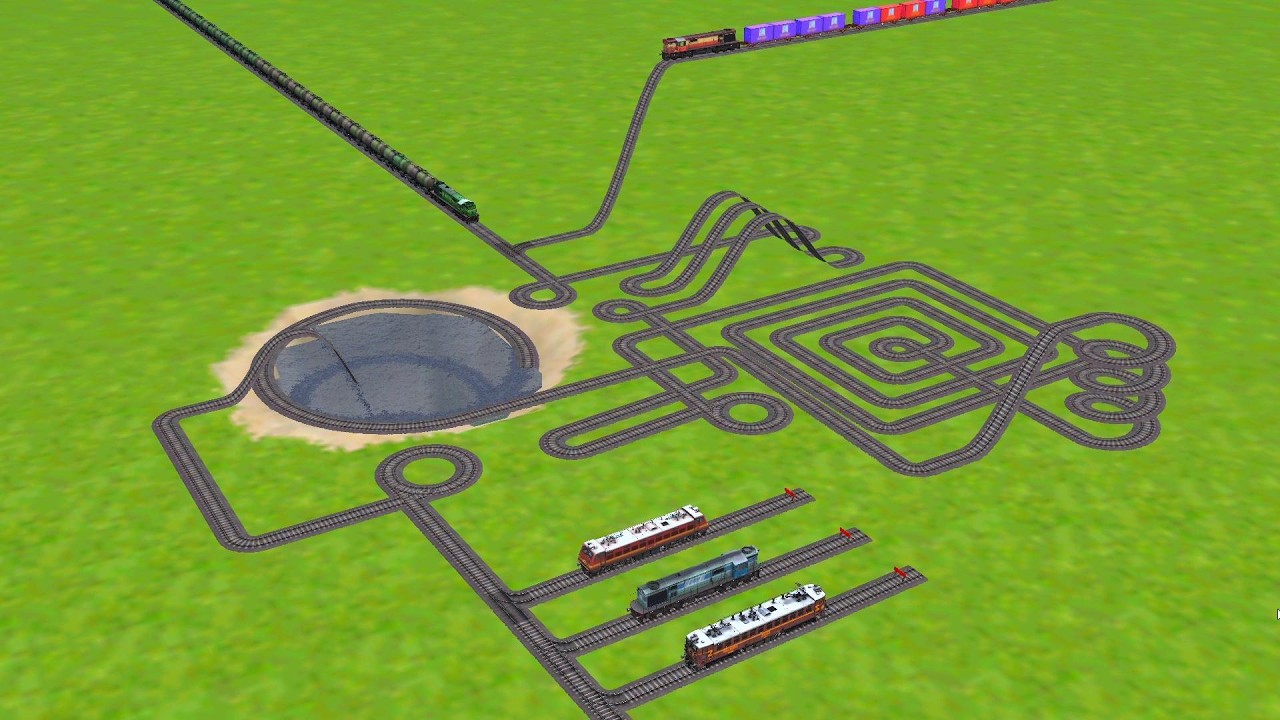 All Realstic Trains Crossing On Square Railroad Tracks Zig Zag Risky Railroad Tracks || train wold4 