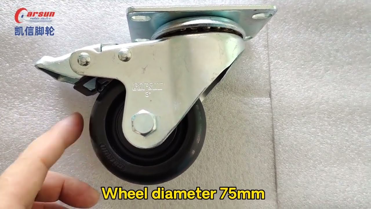 Medium Duty Industrial Caster 3 Inch Black PP Swivel Caster Wheel with Brake