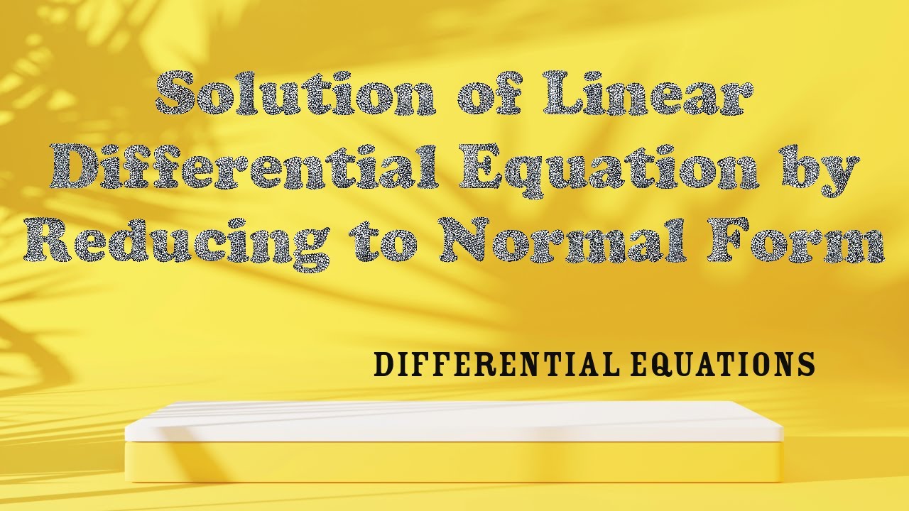Solution of Second Order Linear Differential Equation by reducing to ...
