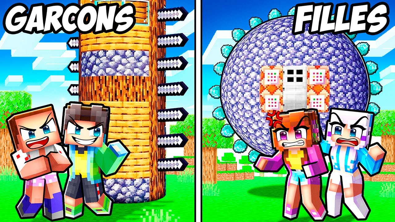 Base ILLÉGALE FILLE vs GARÇON sur Minecraft !