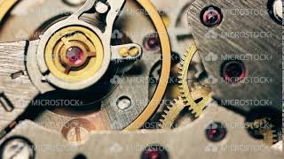 Watch mechanism macro loop.Old vintage clock mechanism working, closeup shot with soft focus.Close screenshot 3