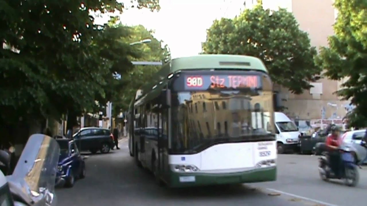 Rome, Italy Trackless Trolley Line 90 May 2010 - YouTube
