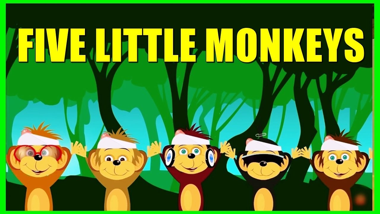 Five Little Monkeys Jumping On The Bed Nursery Rhyme with LYRICS