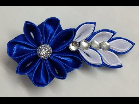 Diy Kanzashi Flower Hairclip How To Make Kanzashi Flower Tutorial Kanzashi Flores De Cinta Youtube