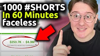 HOW I MADE 1000 FACELESS YOUTUBE #Shorts videos In 60 Minutes using AI