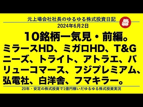 前編　 ミラースHD、ミガロHD、T&Gニーズ、トライト、アトラエ、バリューコマース、フジプレアム、弘電社、白洋舎、フマキラー。